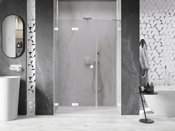 Mexen Lunar-F folding shower door left 135 cm, transparent, white - 836S-135-050-20-00-L