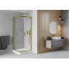 Mexen Rio 80 x 80 cm Square Shower Cabin, Transparent, Gold + Shower Tray, White - 860-080-080-50-00-4510