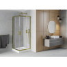 Mexen Rio 80 x 80 cm Square Shower Cabin, Transparent, Gold + Shower Tray, White - 860-080-080-50-00-4510