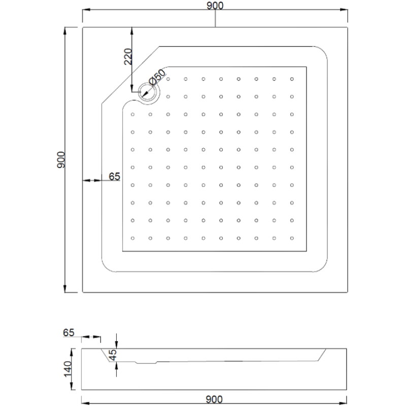 Mexen Rio square shower cabin 90 x 90 cm, transparent, gold + shower tray, white - 860-090-090-50-00-4510