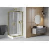 Mexen Rio square shower cabin 90 x 90 cm, transparent, gold + Rio shower tray, white - 860-090-090-50-00-4510