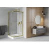 Mexen Rio square shower cabin 90 x 90 cm, transparent, gold + Rio shower tray, white - 860-090-090-50-00-4510