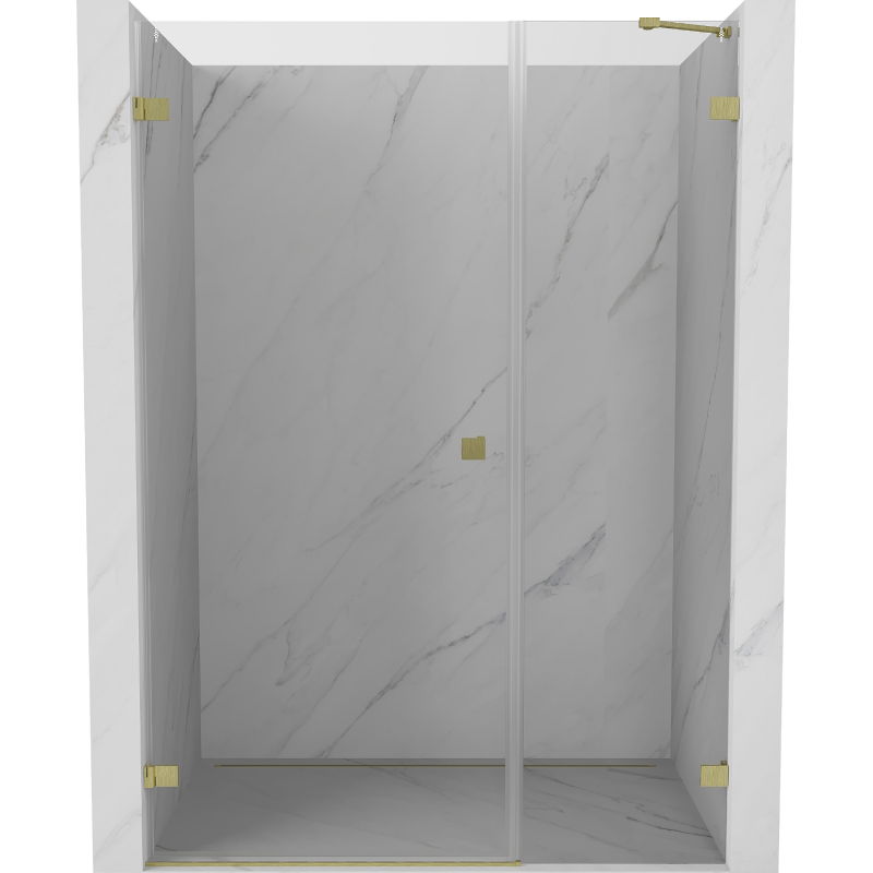 Mexen Lunar-B shower door left hinged 135 cm, transparent, brushed gold - 832S-135-050-55-00-L