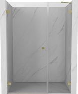 Mexen Lunar-B Left Hinged Shower Door 135 cm, Transparent, Brushed Gold - 832S-135-050-55-00-L