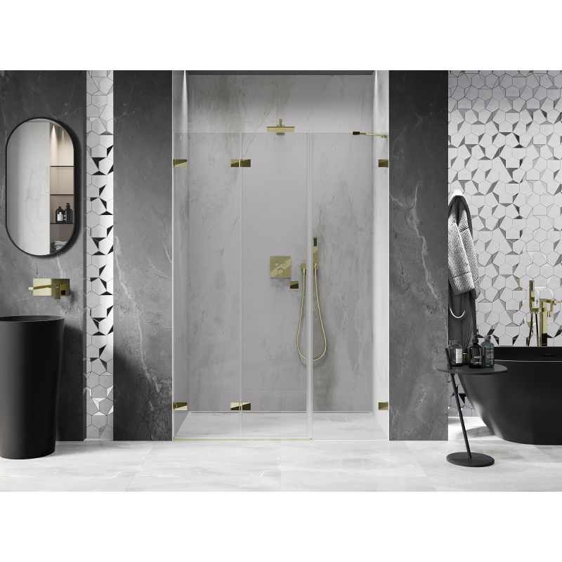 Mexen Lunar-F folding shower door left 115 cm, transparent, gold - 836S-115-050-50-00-L