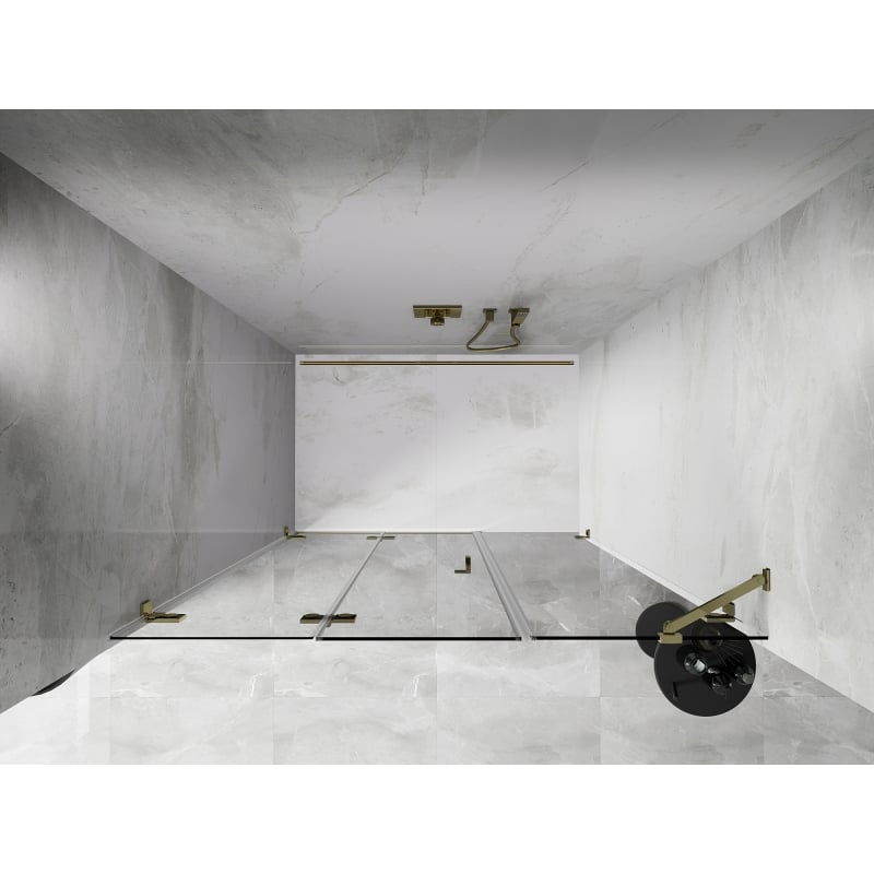 Mexen Lunar-F folding shower door left 115 cm, transparent, gold - 836S-115-050-50-00-L