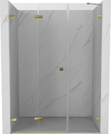 Mexen Lunar-F left folding shower door 125 cm, transparent, gold - 836S-125-050-50-00-L