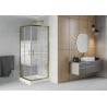 Mexen Rio square shower enclosure 80 x 80 cm, white stripes, gold + Rio tray, white - 860-080-080-50-20-4510