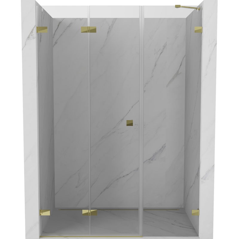 Mexen Lunar-F 145 cm Left Folding Shower Door, Transparent, Gold - 836S-145-050-50-00-L