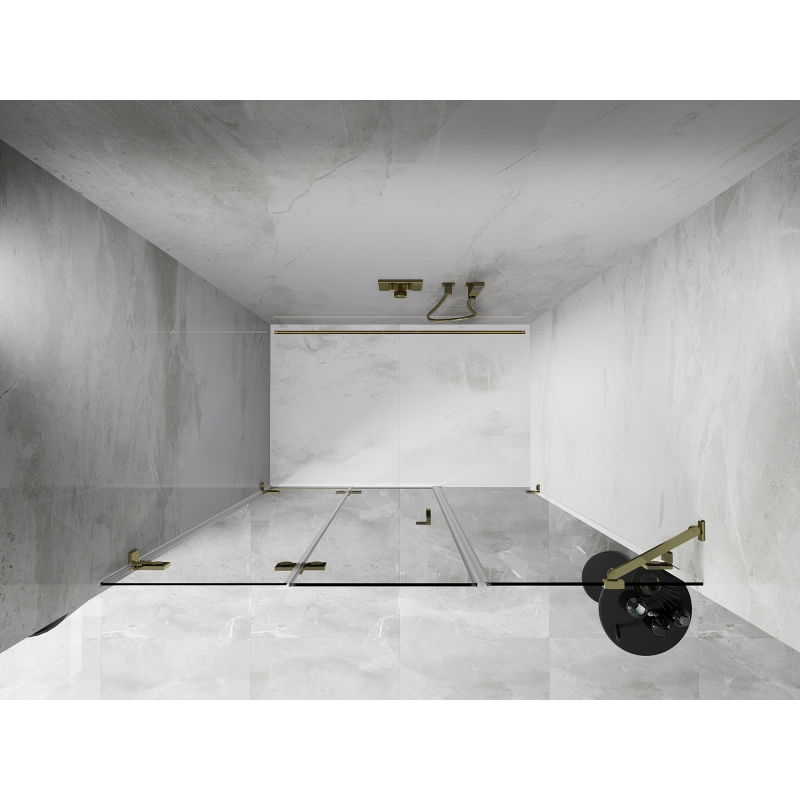 Mexen Lunar-F 145 cm Left Folding Shower Door, Transparent, Gold - 836S-145-050-50-00-L