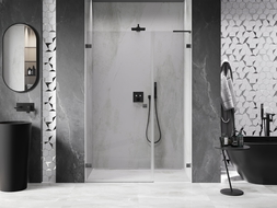 Mexen Lunar-B L Left Hinged Shower Door 140 cm, Transparent, Brushed Gun Gray - 832SL-140-050-66-00-L