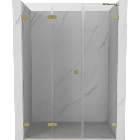 Mexen Lunar-F foldable shower door left 110 cm, transparent, brushed gold - 836S-110-050-55-00-L