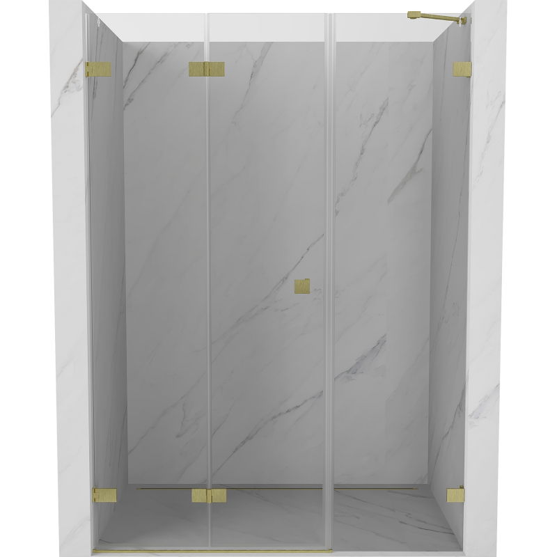 Mexen Lunar-F left folding shower door 120 cm, transparent, brushed gold - 836S-120-050-55-00-L