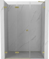 Mexen Lunar-F 130 cm Left Folding Shower Door, Transparent, Brushed Gold - 836S-130-050-55-00-L