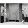 Mexen Lunar-F 130 cm Left Folding Shower Door, Transparent, Brushed Gold - 836S-130-050-55-00-L