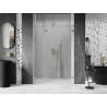 Mexen Lunar-F 130 cm Left Folding Shower Door, Transparent, Brushed Gold - 836S-130-050-55-00-L