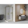 Mexen Rio 80 x 80 cm square shower enclosure, frosted, gold + shower tray, white - 860-080-080-50-30-4510