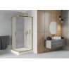 Mexen Rio 90 x 90 cm Square Shower Cabin, Frosted, Gold + Shower Tray, White - 860-090-090-50-30-4510