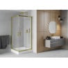 Mexen Rio square shower enclosure 90 x 90 cm, frost, gold + Rio shower tray, white - 860-090-090-50-30-4510