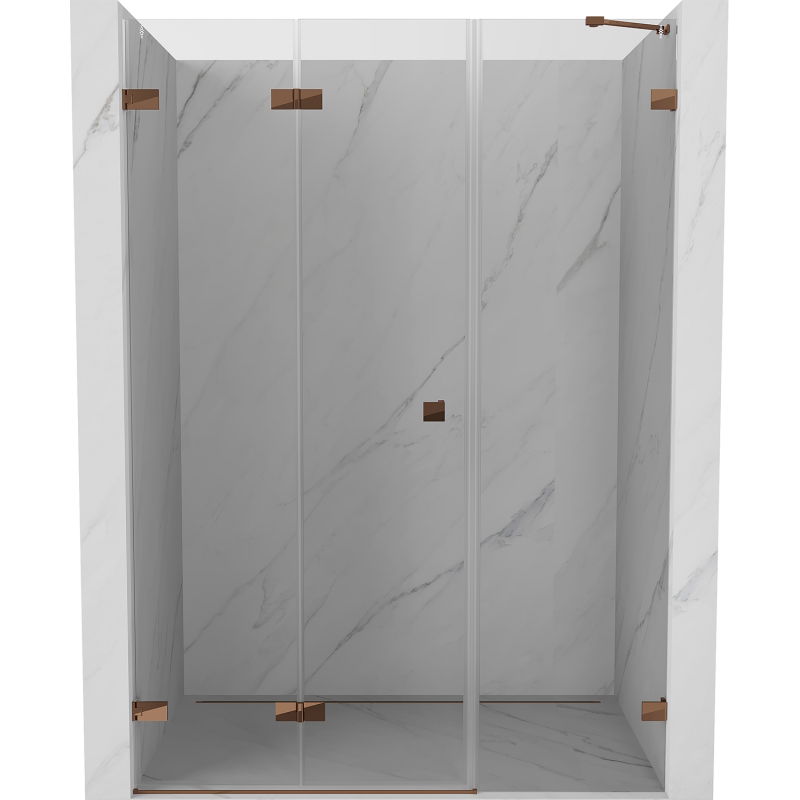 Mexen Lunar-F folding shower door left 120 cm, transparent, rose gold - 836S-120-050-60-00-L
