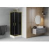 Mexen Rio square shower cabin 80 x 80 cm, graphite, gold + Rio shower tray, white - 860-080-080-50-40-4510