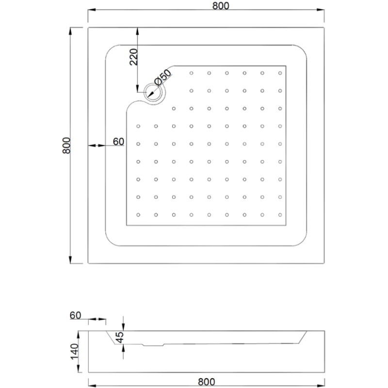 Mexen Rio 80 x 80 cm Square Shower Cabin, Graphite, Gold + Shower Tray, White - 860-080-080-50-40-4510
