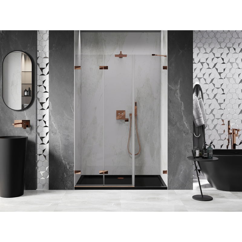 Mexen Lunar-F Folding Shower Door Left 150 cm, Transparent, Rose Gold - 836S-150-050-60-00-L