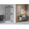 Mexen Rio semi-circular shower cabin 70 x 70 cm, frost, black + tray, white - 863-070-070-70-30-4710