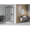 Mexen Rio Shower Cabin Half-Circular 80 x 80 cm, Frosted, Black + Rio Tray, White - 863-080-080-70-30-4710