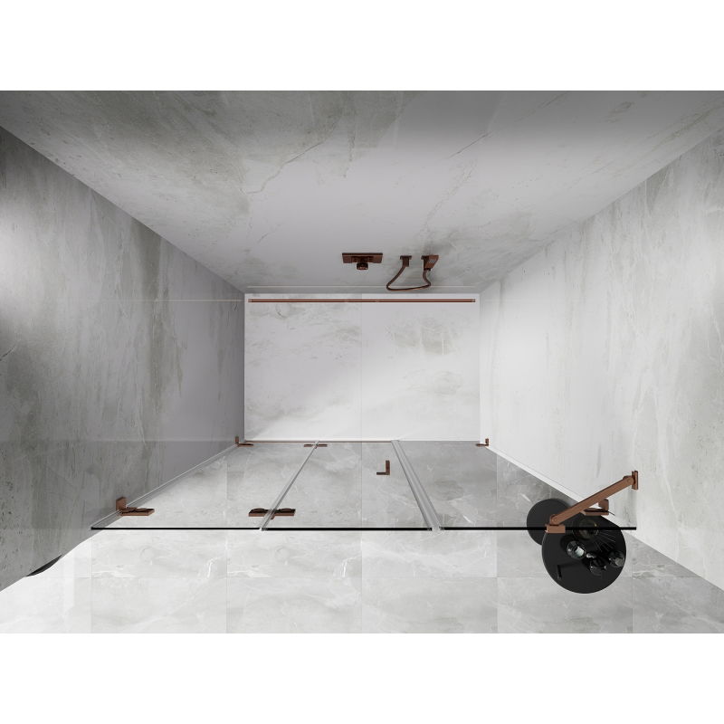 Mexen Lunar-F shower doors folding left 140 cm, transparent, brushed copper - 836S-140-050-65-00-L