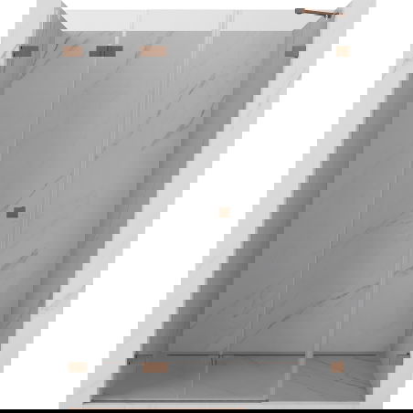 Mexen Lunar-F 150 cm Left Folding Shower Door, Transparent, Brushed Copper - 836S-150-050-65-00-L