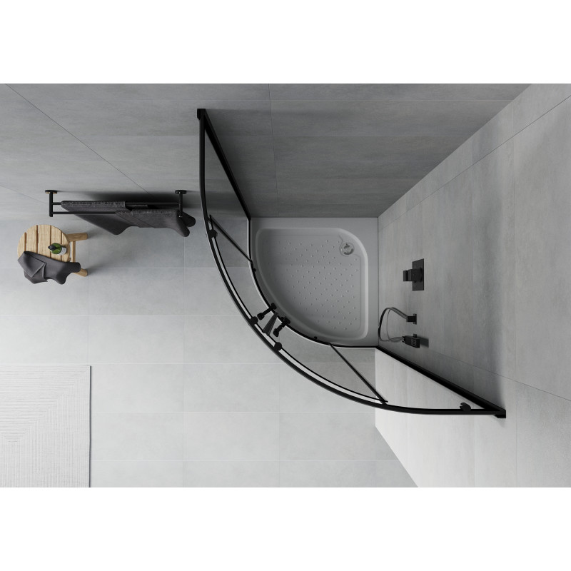 Mexen Rio semi-circular shower cabin 70 x 70 cm, graphite, black + tray, white - 863-070-070-70-40-4710