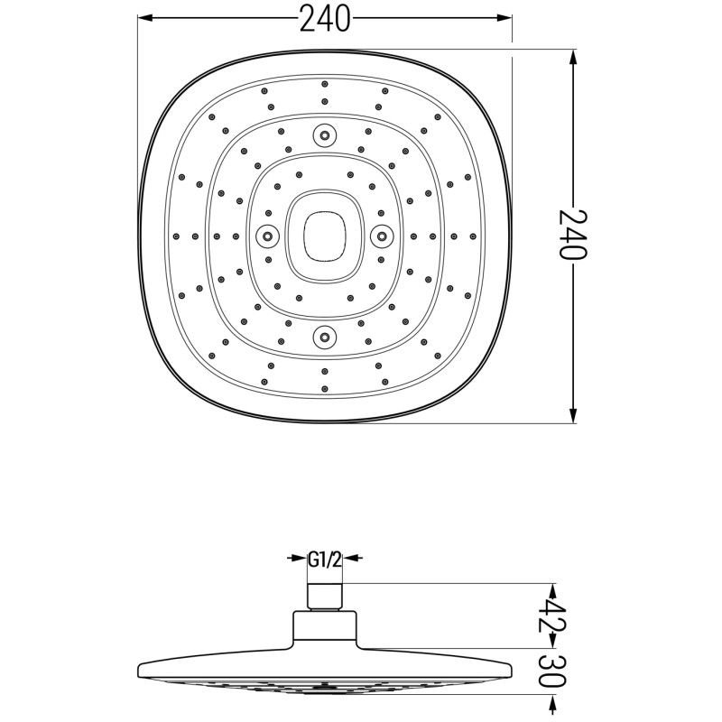 Mexen D-17 shower head 24x24 cm, chrome/white - 79717-02