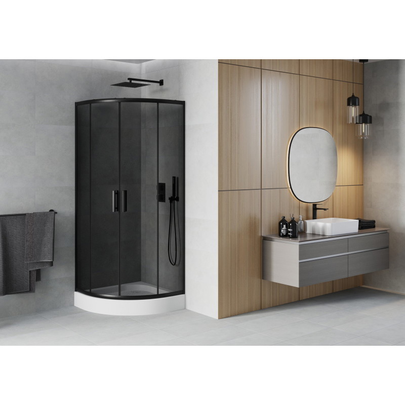 Mexen Rio semi-circular shower cabin 70 x 70 cm, graphite, black + tray, white - 863-070-070-70-40-4710