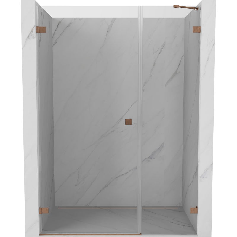Mexen Lunar-B left hinged shower door 140 cm, transparent, brushed copper - 832S-140-050-65-00-L
