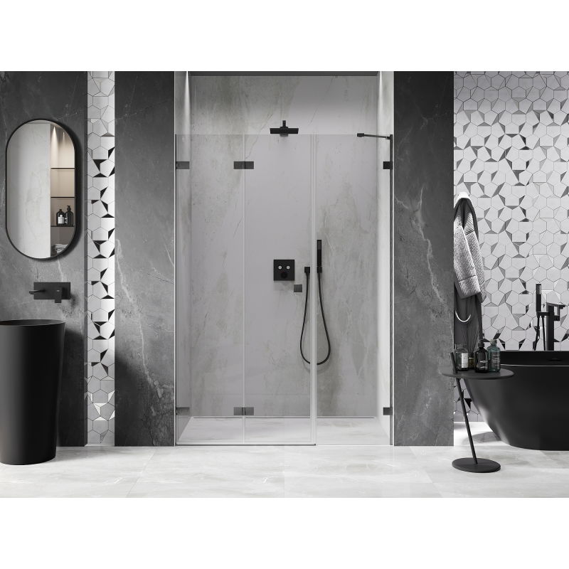 Mexen Lunar-F folding shower door left 130 cm, transparent, brushed gun gray - 836S-130-050-66-00-L