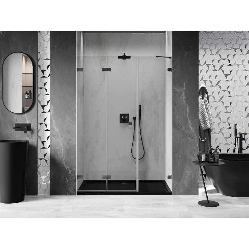 Mexen Lunar-F folding shower door left 145 cm, transparent, gun gray brushed - 836S-145-050-66-00-L