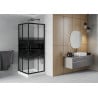 Mexen Rio square shower cabin 80 x 80 cm, black stripes, black + Rio shower tray, white - 860-080-080-70-20-4510