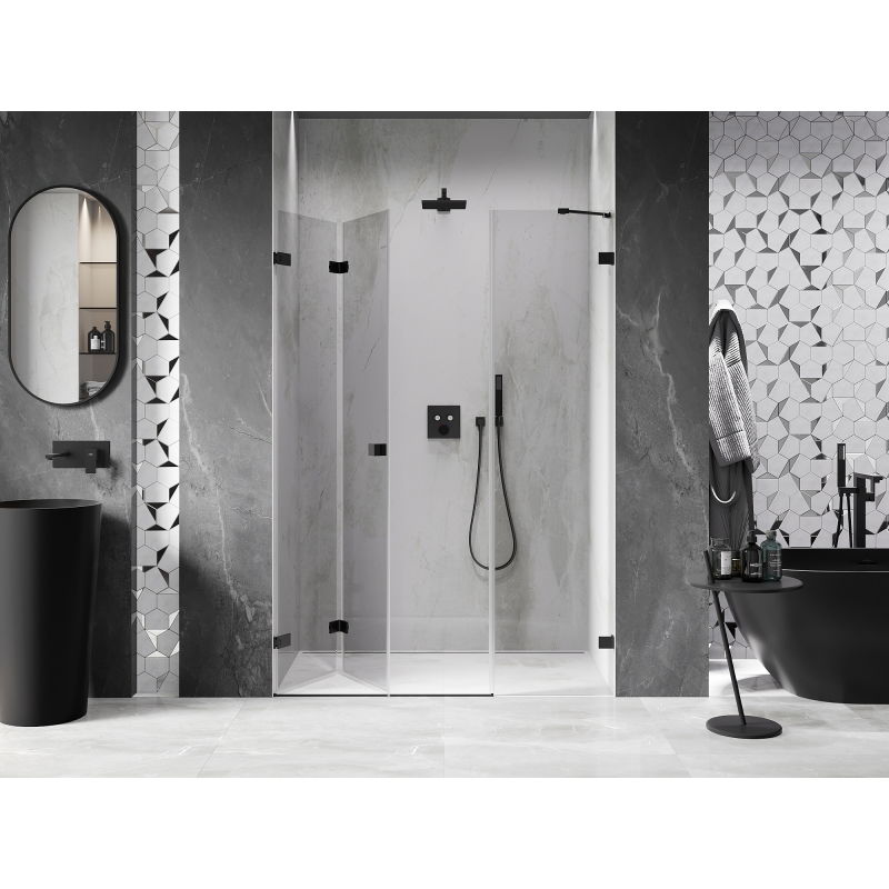 Mexen Lunar-F left folding shower door 125 cm, transparent, black - 836S-125-050-70-00-L
