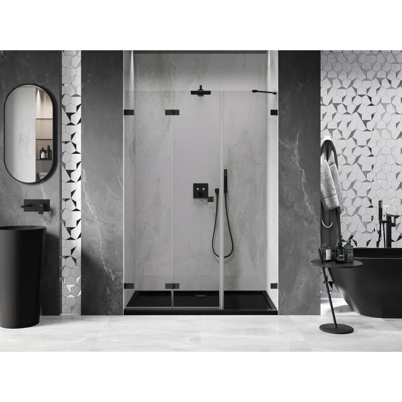 Mexen Lunar-F folding shower door left 130 cm, transparent, black - 836S-130-050-70-00-L