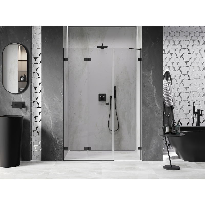 Mexen Lunar-F folding shower door left 150 cm, transparent, black - 836S-150-050-70-00-L