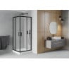Mexen Rio Square Shower Enclosure 80 x 80 cm, Frosted, Black + Rio Tray, White - 860-080-080-70-30-4510