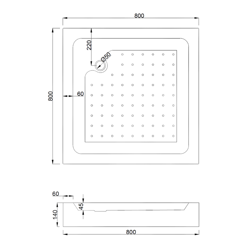 Mexen Rio Square Shower Enclosure 80 x 80 cm, Frosted, Black + Rio Tray, White - 860-080-080-70-30-4510