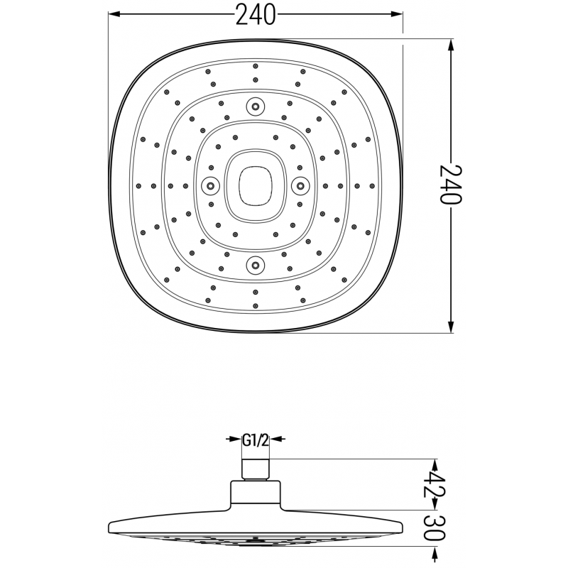 Mexen D-17 showerhead 24x24 cm, black - 79717-70