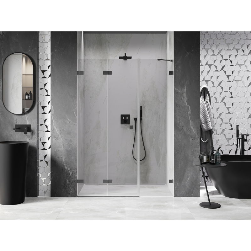 Mexen Lunar-F left folding shower door 150 cm, transparent, gun metal - 836S-150-050-95-00-L
