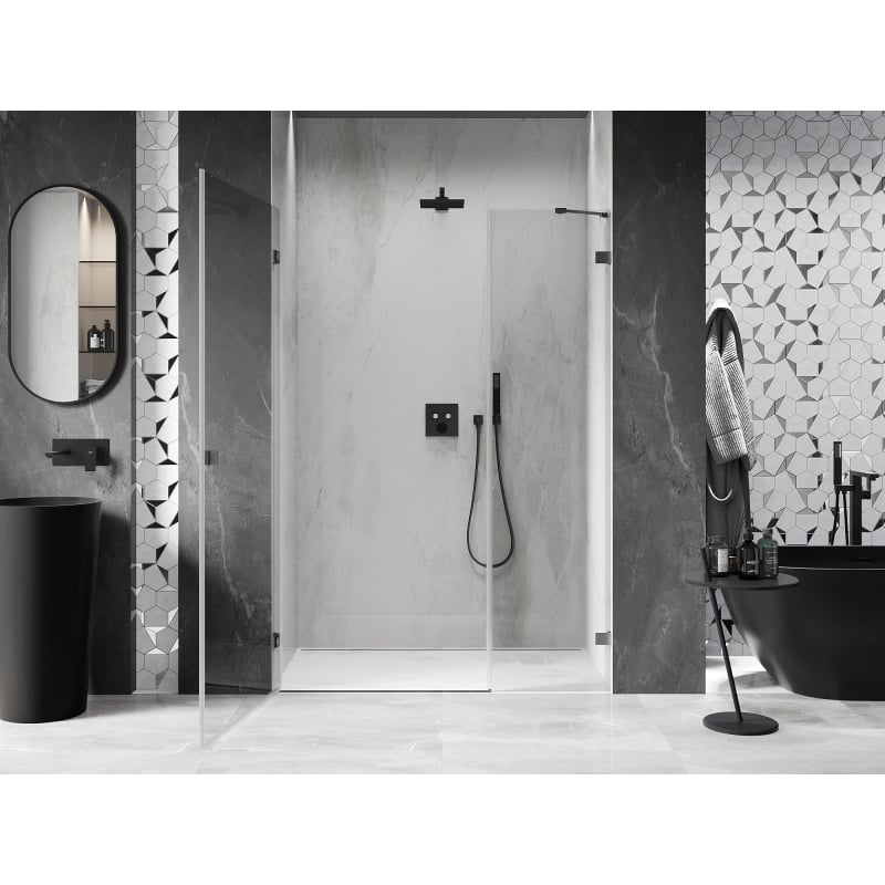 Mexen Lunar-B left hinged shower door 120 cm, transparent, brushed gun gray - 832S-120-050-66-00-L