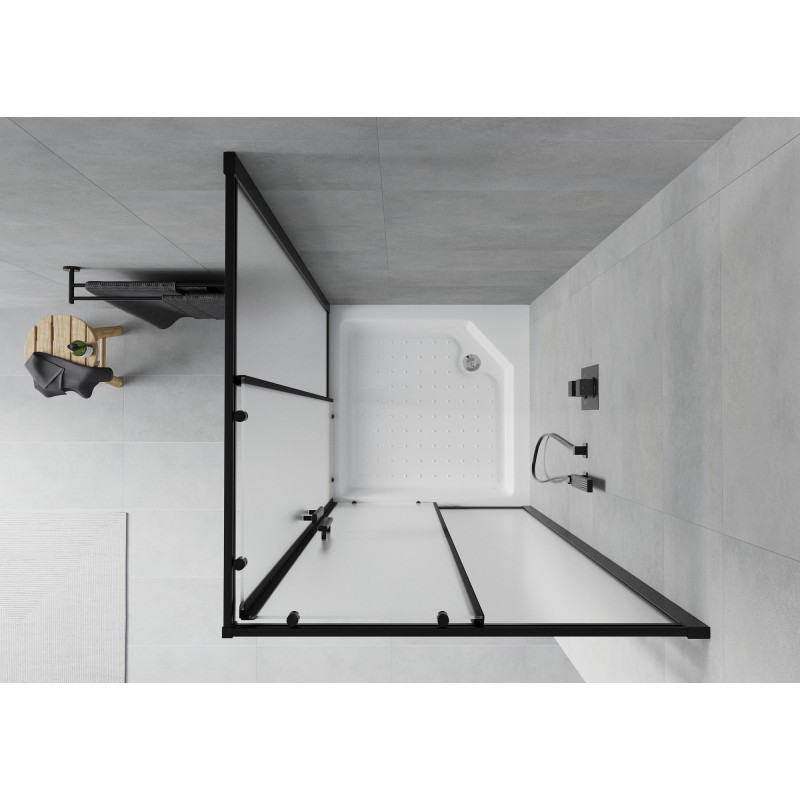 Mexen Rio square shower cabin 90 x 90 cm, frosted, black + tray, white - 860-090-090-70-30-4510