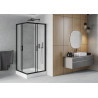 Mexen Rio square shower cabin 90 x 90 cm, frosted, black + tray, white - 860-090-090-70-30-4510