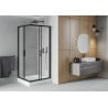 Mexen Rio Square Shower Enclosure 90 x 90 cm, Frosted, Black + Rio Shower Tray, White - 860-090-090-70-30-4510