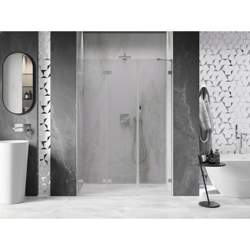 Mexen Lunar-F foldable left shower door 120 cm, transparent, brushed nickel - 836S-120-050-97-00-L